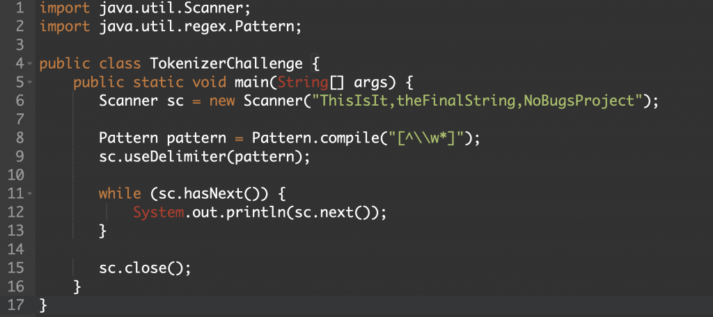 tokenizer regex java