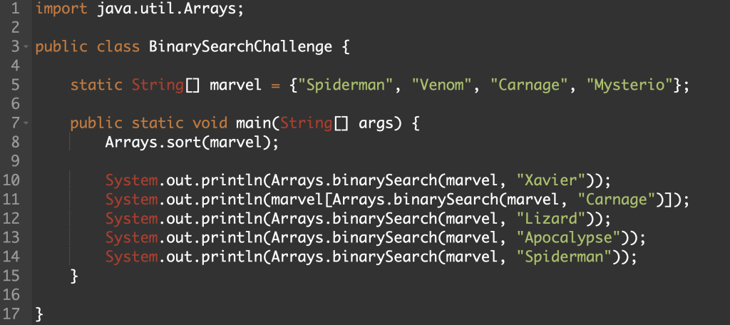 binary search java