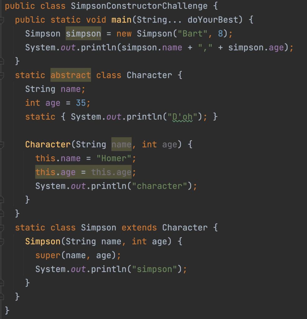 simpson inheritance constructor challenge