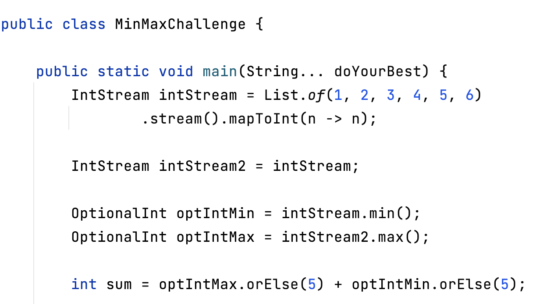 streams min max