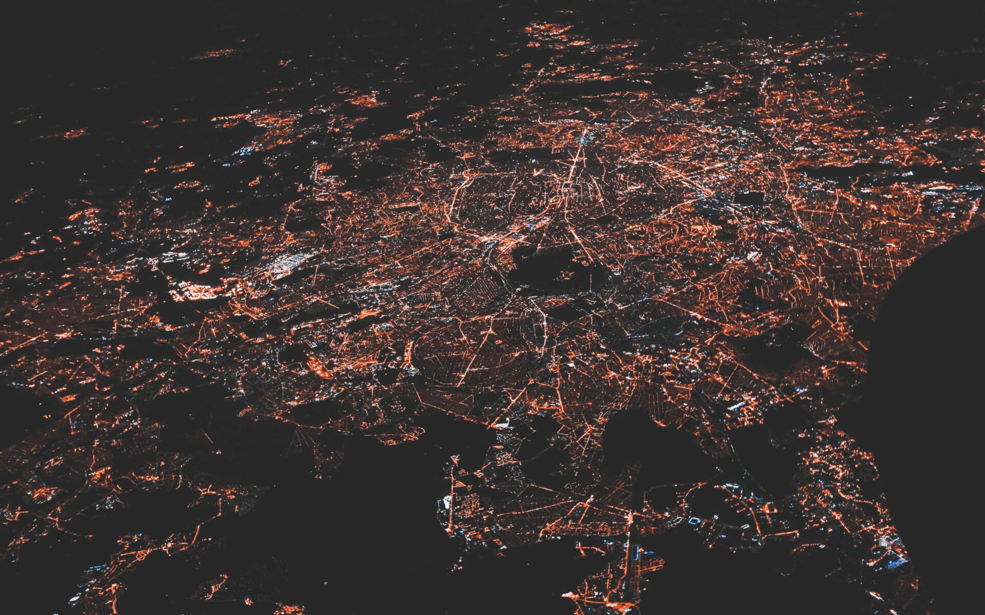 Representation of systems design availability with a city connected by networks and lights on