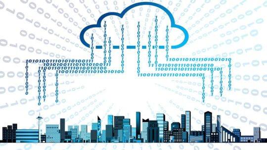Data being stored in the cloud with database replica and database sharding.